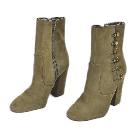 Guess Women's Brown Suede Ankle Bootie Button Detailing Size 7 - Picture 2 of 6